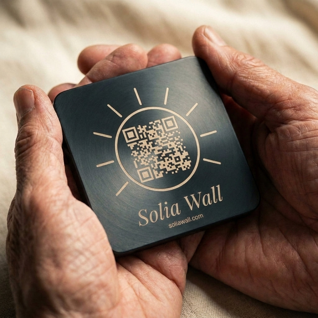 Solia Wall memorial plaque cradled in hands