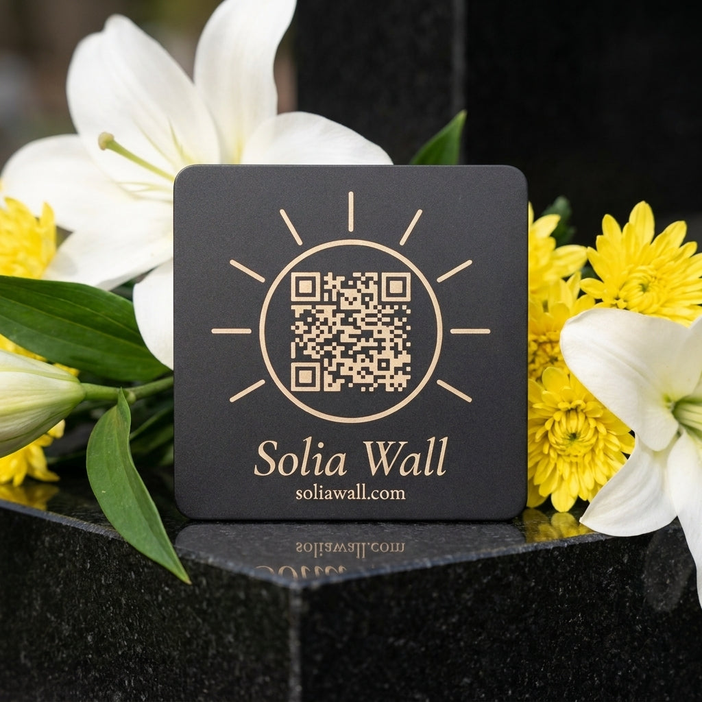 The Solia Wall plaque — on gravestone flowers