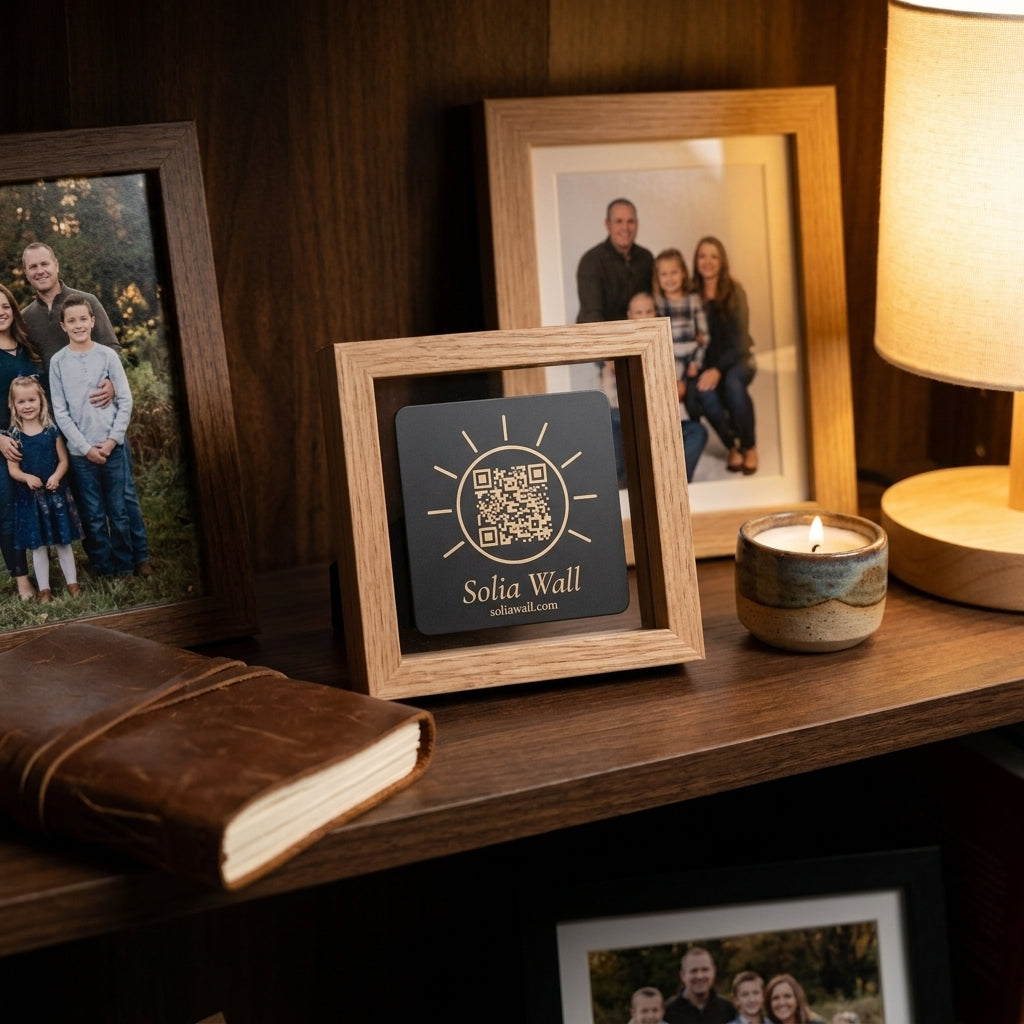 The Solia Wall plaque — on bookshelf